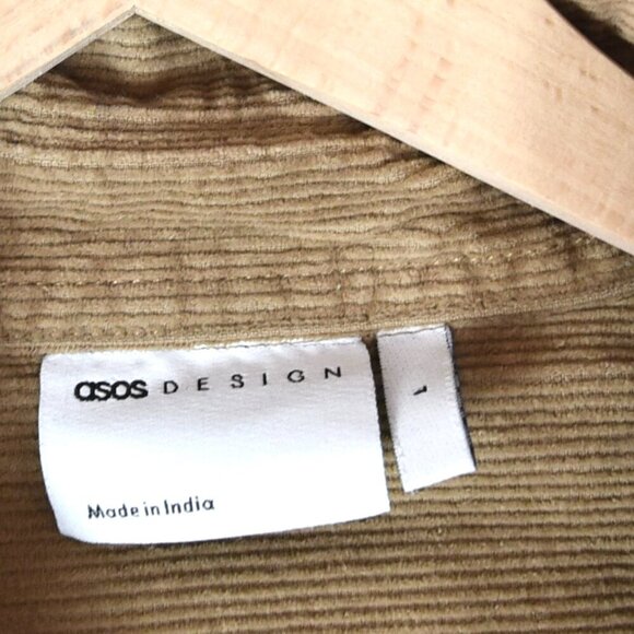 ASOS Monochromatic Corduroy Patchwork Overshirt L Tan Beige Soft Grunge - Picture 8 of 8